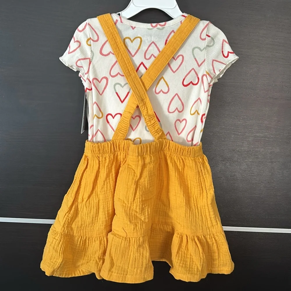 Cat & Jack Heart Print Top and Yellow Skirtall Set